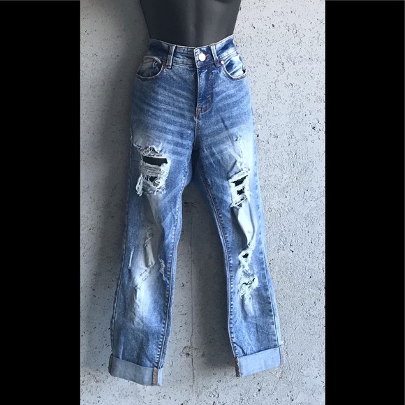 Sz 11 | Indigo Rein | Cuffed Torn Shredded Jeans 💃🏽 - Picture 1 of 14